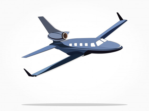 626x469 Blue Floating Private Jet Airplane Vector Premium Download