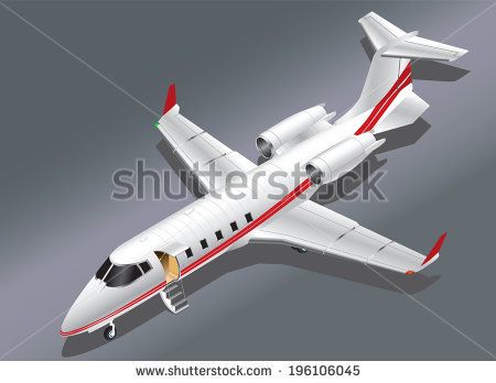 450x348 Detailed Isometric Vector Illustration Of A Private Jet Parked