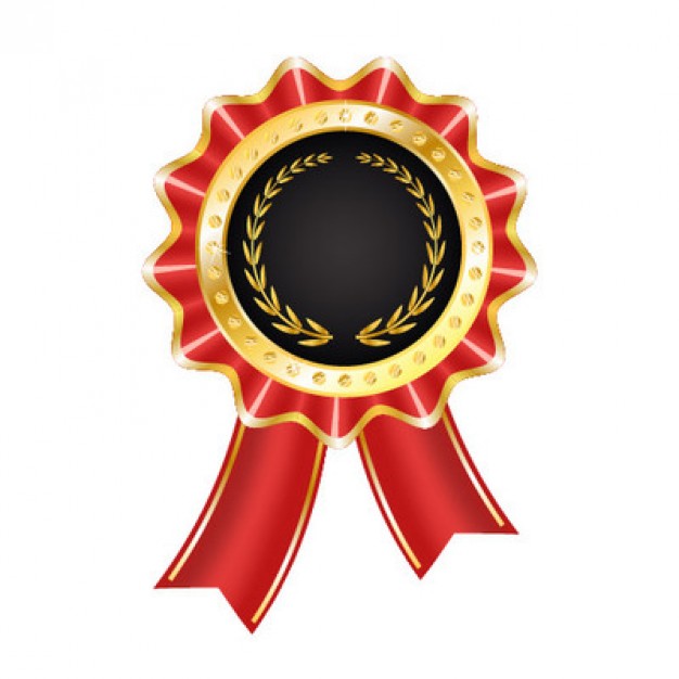 626x626 Rounded Award Badge With Red Ribbon Vector Free Download