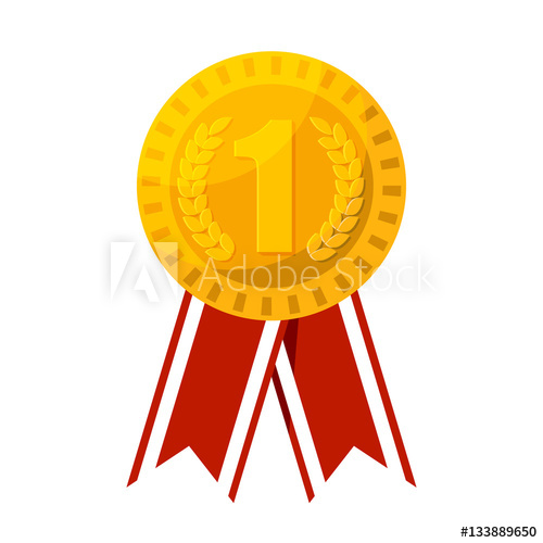 500x500 Gold Medal For First Place Prize Vector Illustration