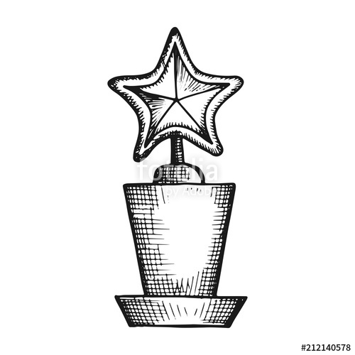 500x500 Statuette With A Star Award And A Prize Vector Sketch Isolated