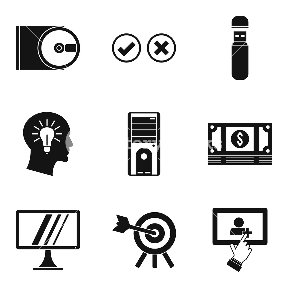 1000x1000 Data Processing Icons Set Simple Set Of Data Processing Vector