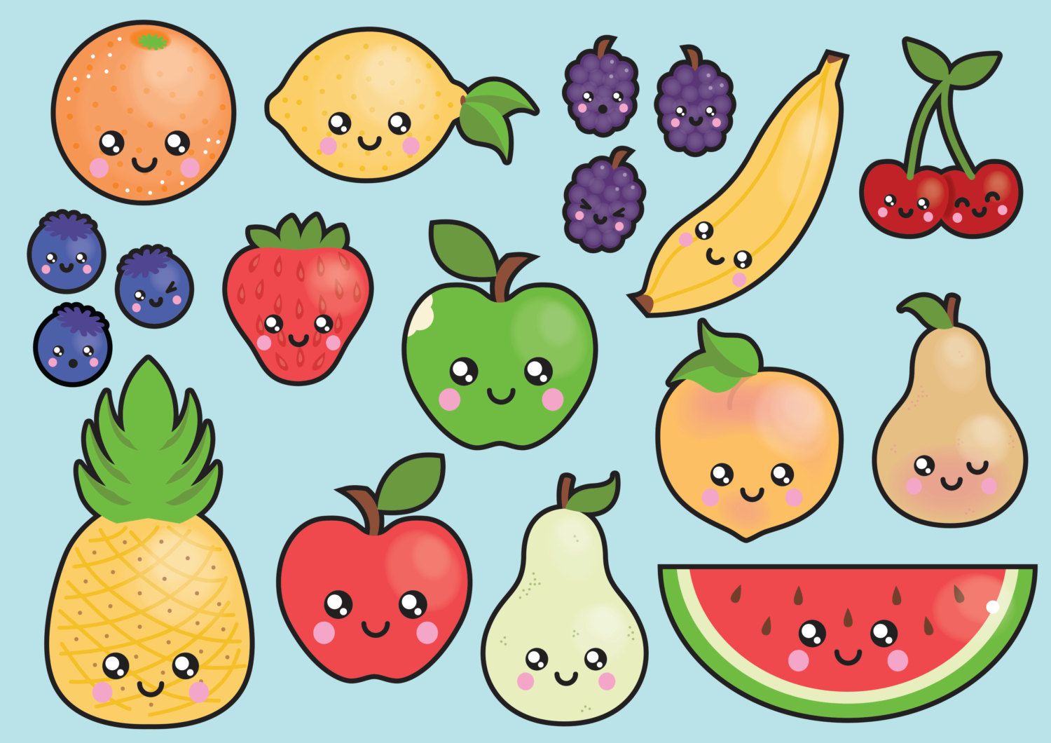 1500x1060 Premium Vector Clipart Kawaii Fruit