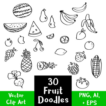 350x350 Produce Doodles Fruits And Vegetables Food Graphics