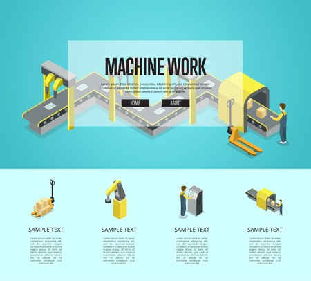 450x406 Factory Automation And Machinery Isometric Poster Industrial