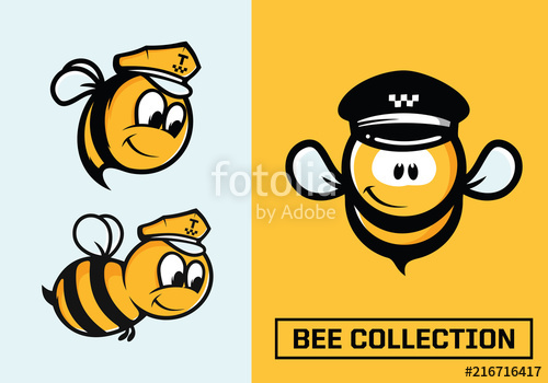 500x350 Modern Professional Vector Set Emblems Bee In Yellow Theme Stock