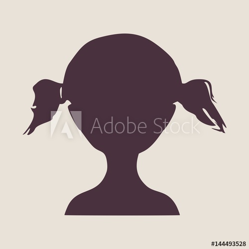 500x500 Little Girl Profile Silhouette Vector Illustration Cute