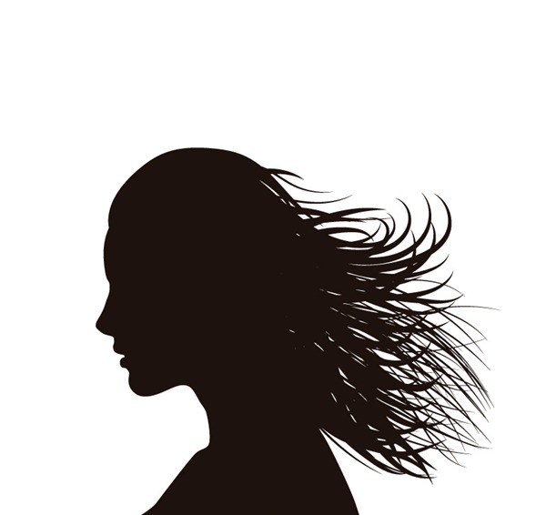 600x566 Long Haired Woman In Profile Silhouette Vector Graphics My