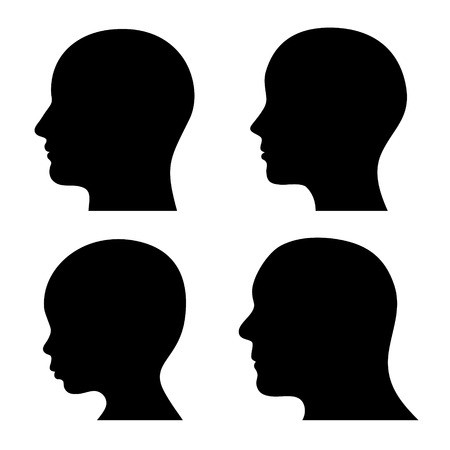 450x450 People Profile Head Silhouettes Set Vector Illustration Royalty