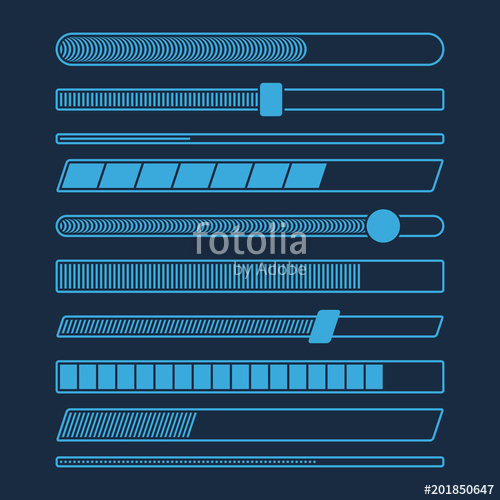500x500 Futuristic Download Progress Loading Bar Vector Set Isolated