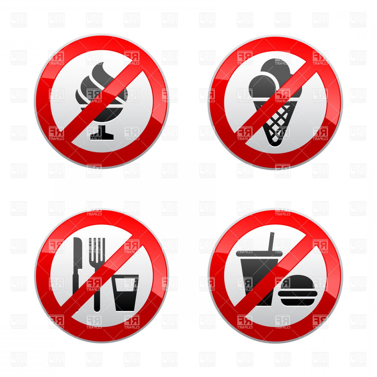 1440x1440 Prohibited Signs No Entry With Food Vector Clipart Hoodamathrun