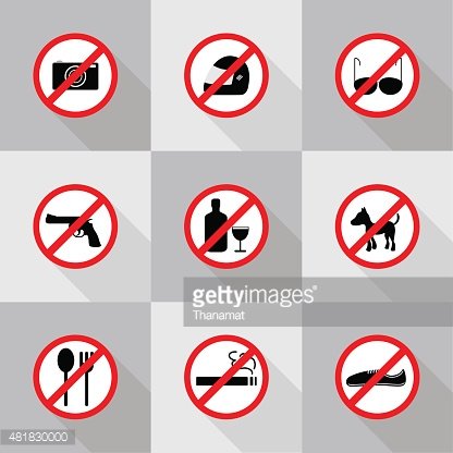 416x416 Prohibition Signs, Set Vector Illustration Premium Clipart