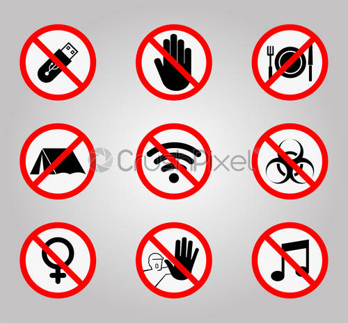 500x465 Prohibition Signs And Various Warning Sign Icon Symbol Sign