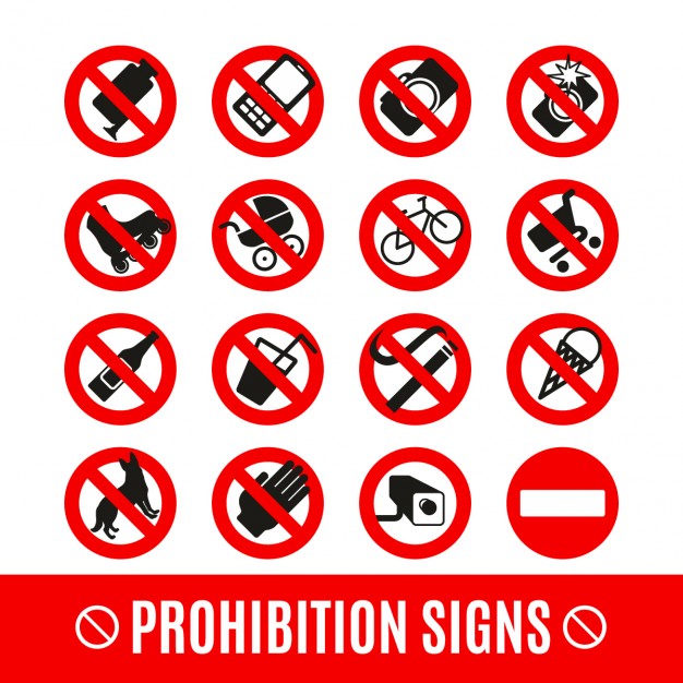 626x626 Prohibition Signs Set Vector Free Download