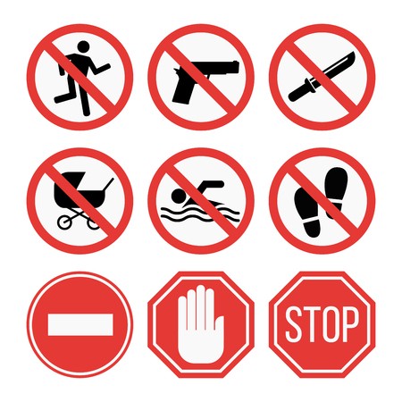 450x450 Prohibition Signs Set Safety Information Vector Illustration