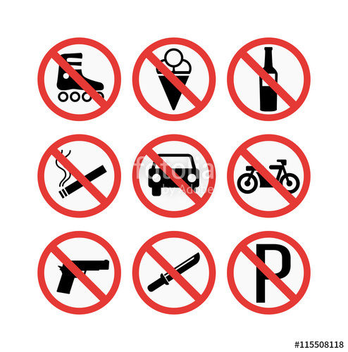 494x500 Prohibition Signs Set Vector Illustration Warning Danger Symbol
