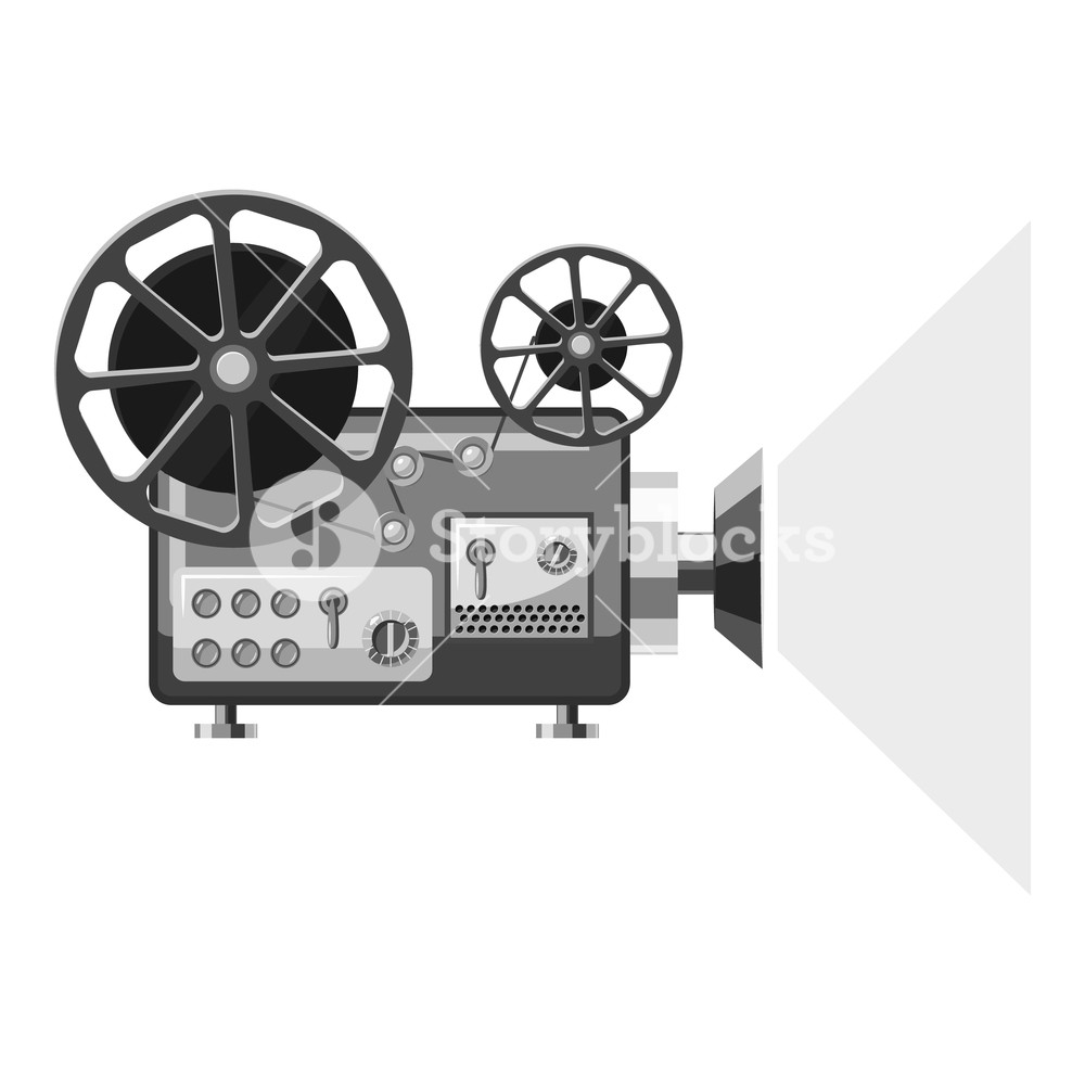 1000x1000 Retro Movie Projector Icon Gray Monochrome Illustration Of Retro