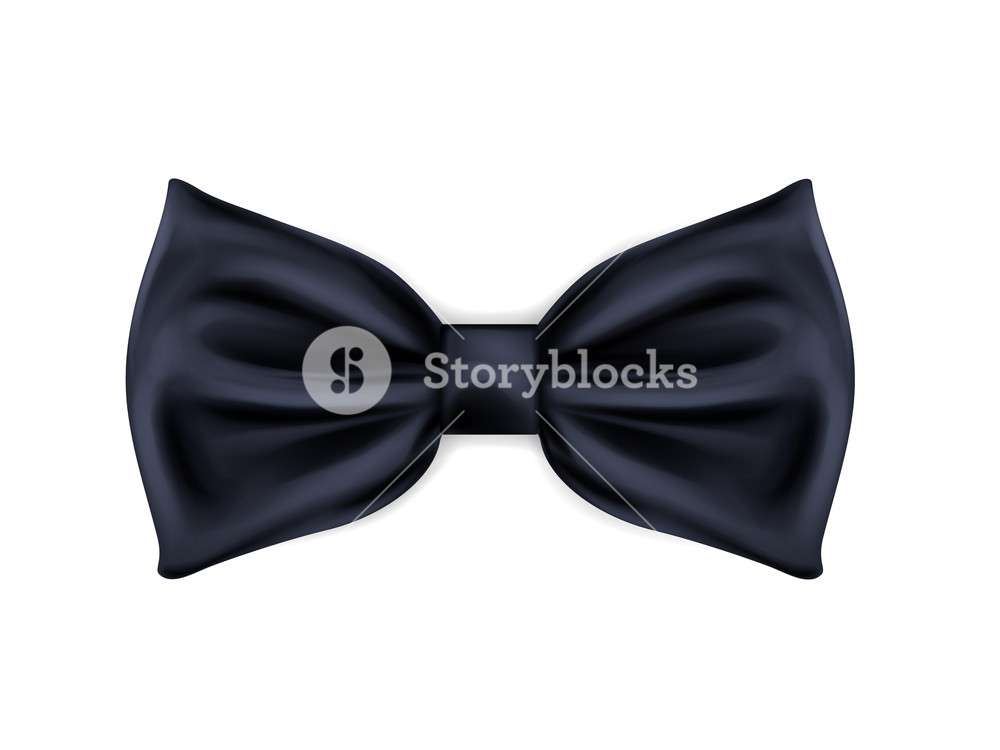 1000x750 Black Bow Tie Realistic Vector Icon Isolated On White Background