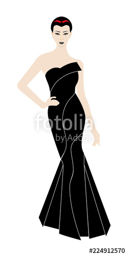 250x500 Sexy Lady With Prom Dress, Lady In Black Stock Image And Royalty