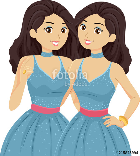 451x500 Teen Twin Girls Prom Dress Illustration Stock Image And Royalty