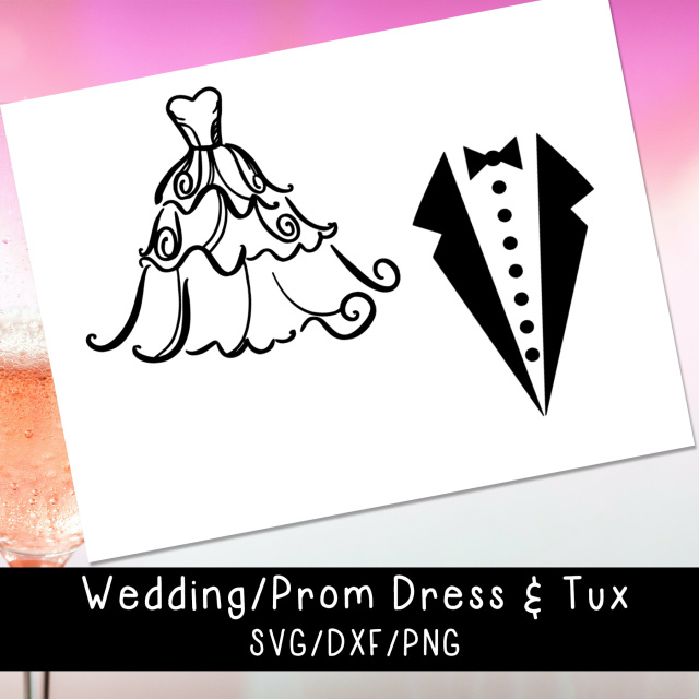 640x640 Wedding Or Prom Dress And Tux Set Vector