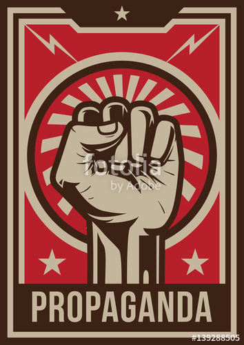 354x500 Propaganda Poster Style Revolution Fist Raised In The Air Stock