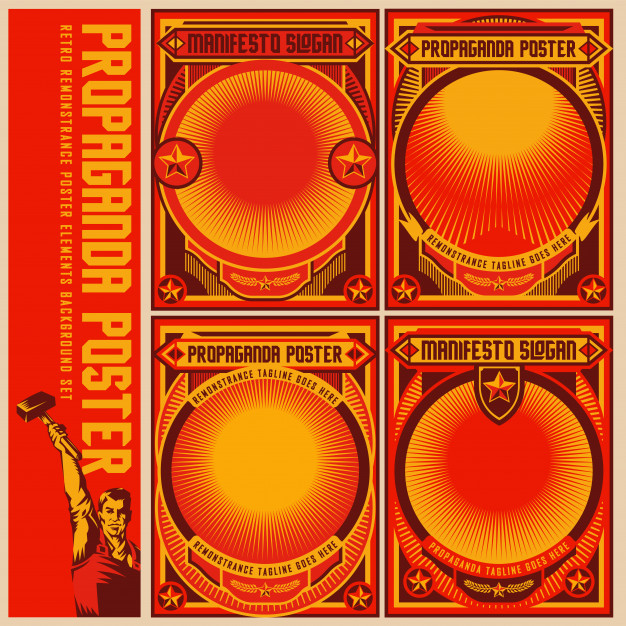 626x626 Propaganda Posters Elements Set Vector Premium Download
