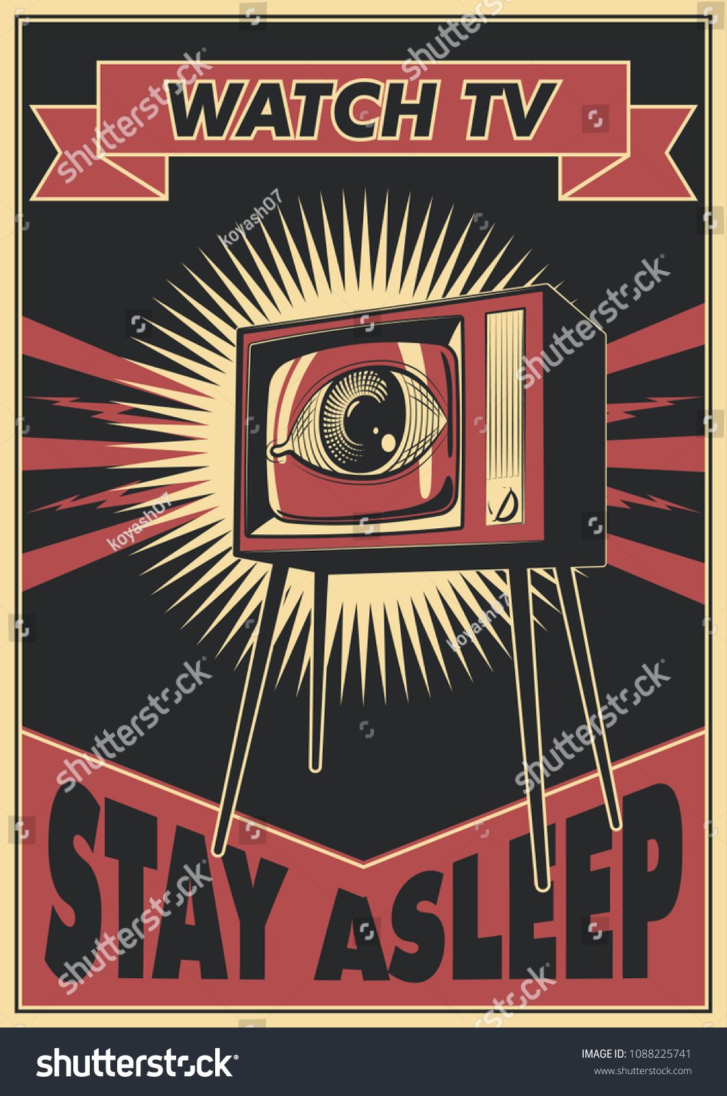 1061x1600 Vector Watch Tv Propaganda Poster Obey Styletv Watch Vector