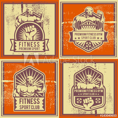 500x500 Vintage Vector Fitness And Gym Badge Bodybuilder Classic Logo