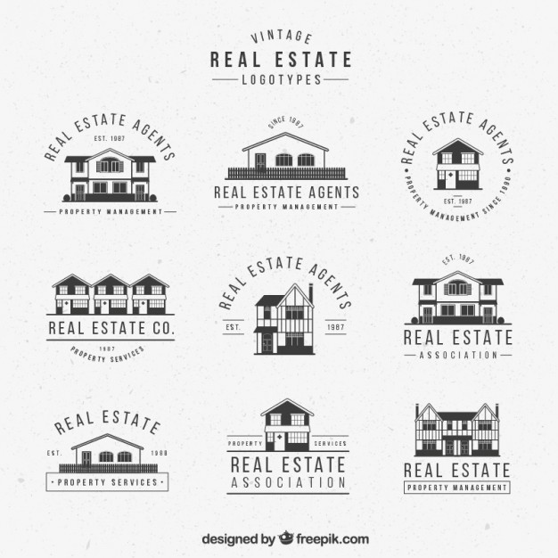 626x626 Vintage Real Estate Logotype Collection Vector Free Download