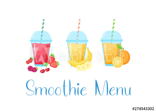 500x357 Natural Fruit Smoothie Cocktail Colection Vector Illustration