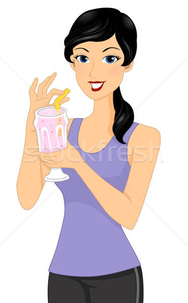 373x600 Protein Shake Girl Vector Illustration Lenm