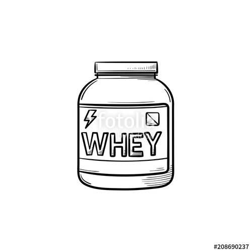 500x500 Sport Nutrition Hand Drawn Outline Doodle Icon Container