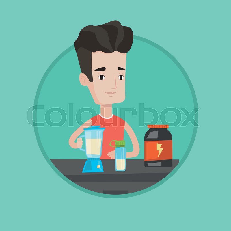 800x800 Sportsman Making Protein Shake Man Stock Vector Colourbox