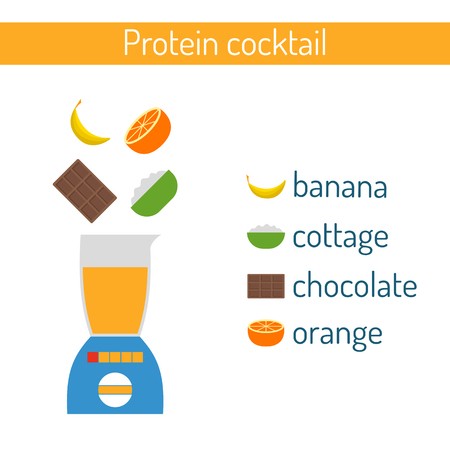 450x450 Vector Illustration With Protein Cocktail Banana, Cottage, Dark