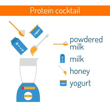 450x450 Vector Illustration With Protein Cocktail Powered Milk, Honey