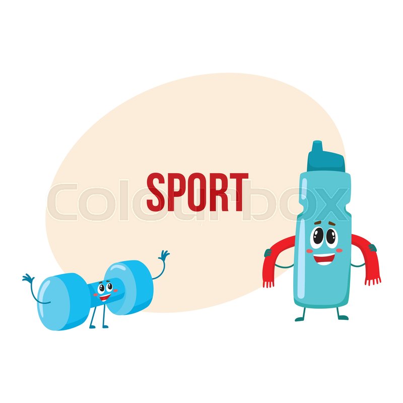 800x800 Funny Dumbbell And Protein Shake Stock Vector Colourbox