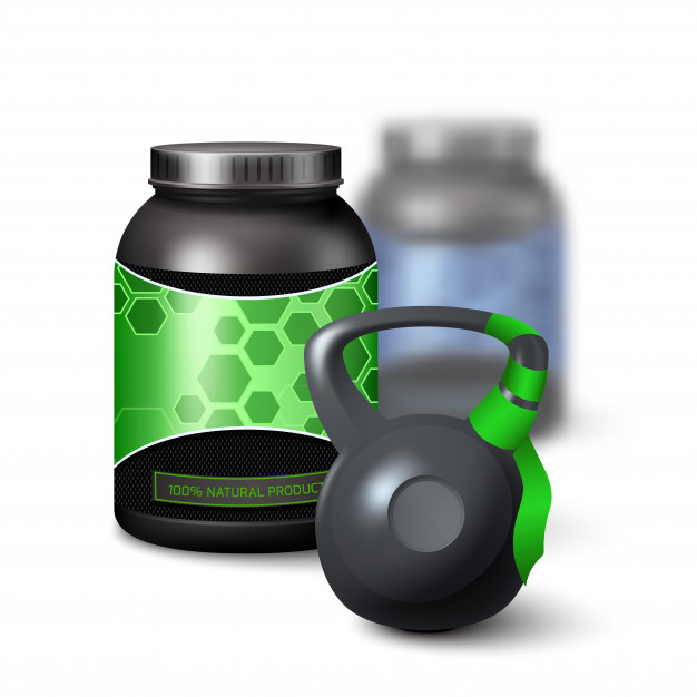 626x626 Kettlebell And Protein Shake Container Vector Free Download