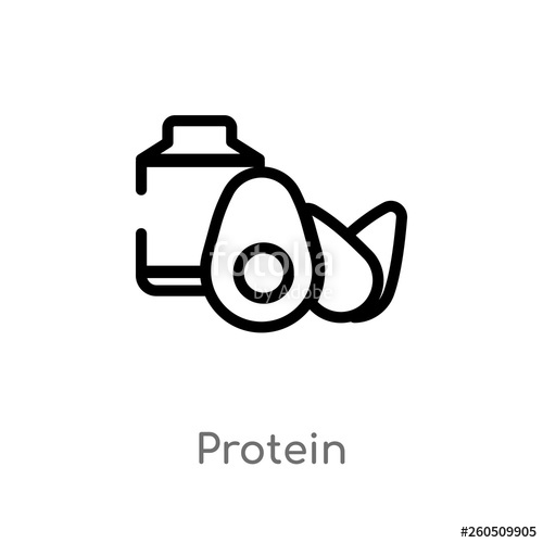 500x500 Outline Protein Vector Icon Isolated Black Simple Line Element