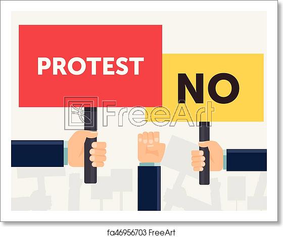560x470 Free Art Print Of Hand Holding Protest Sign Flat Illustration