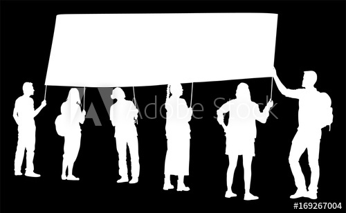 500x308 Group Of Protester Vector Silhouette Illustration Hand Holding