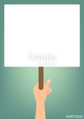 354x500 Hand Hold A Blank Protest Signs On Bright Green Background Stock