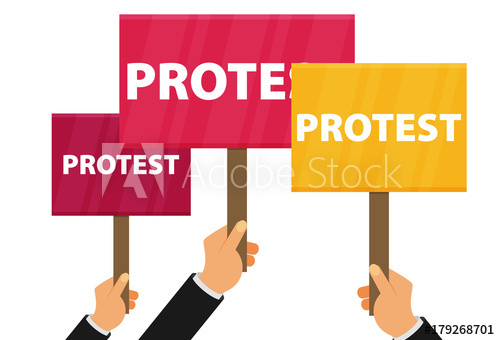 500x340 Hand Holding Protest Sign Flat Illustration
