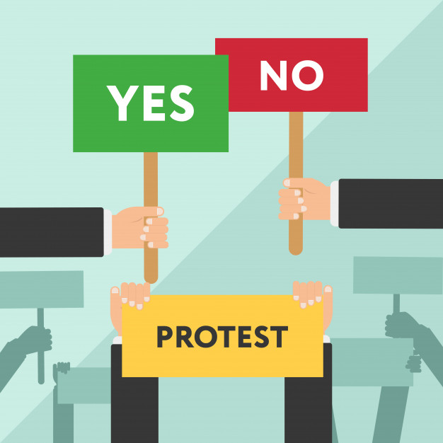 626x626 Hand Holding Protest Sign Flat Illustration Protest