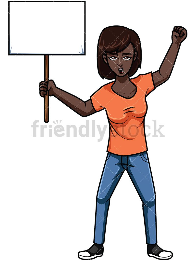 800x1067 Black Woman Holding Protest Sign Vector Illustrations Protest