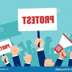 300x300 Vector Multiple Hands Holding Protest Signs Megaphone Crowd People