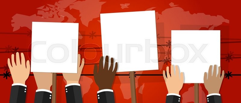 800x343 Crowd People Holding Protest Sign Stock Vector Colourbox