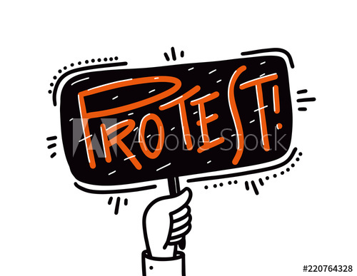 500x387 Hands Holding Protest Vector Illustration Isolated On White