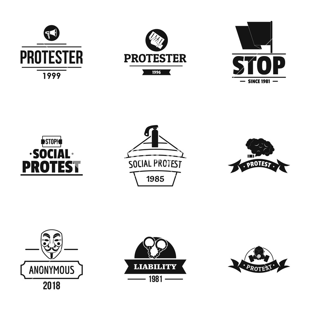 1000x1000 Protest Logo Set Simple Set Of Protest Vector Logo For Web