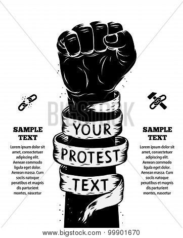 362x470 Raised Fist Held In Protest Vector Illustration Poster